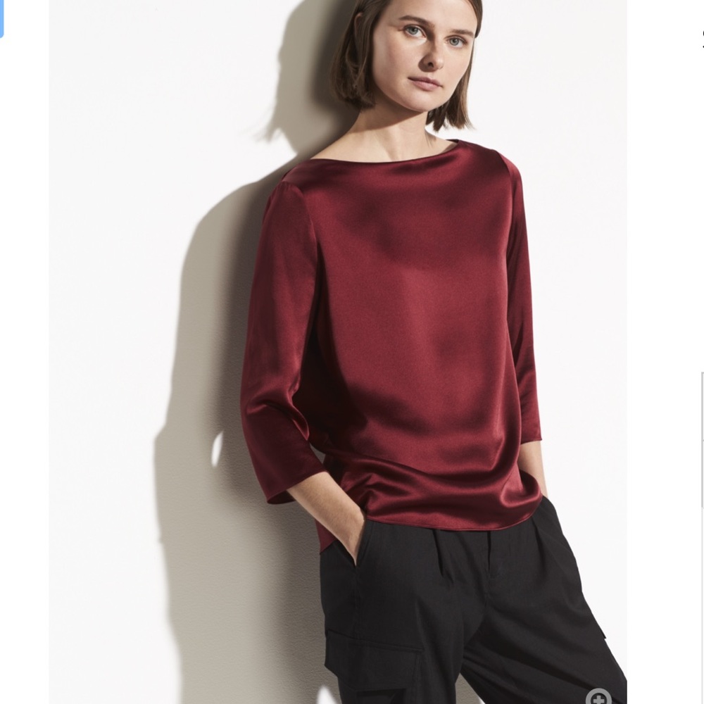 NWOT Vince boatneck silk blouse